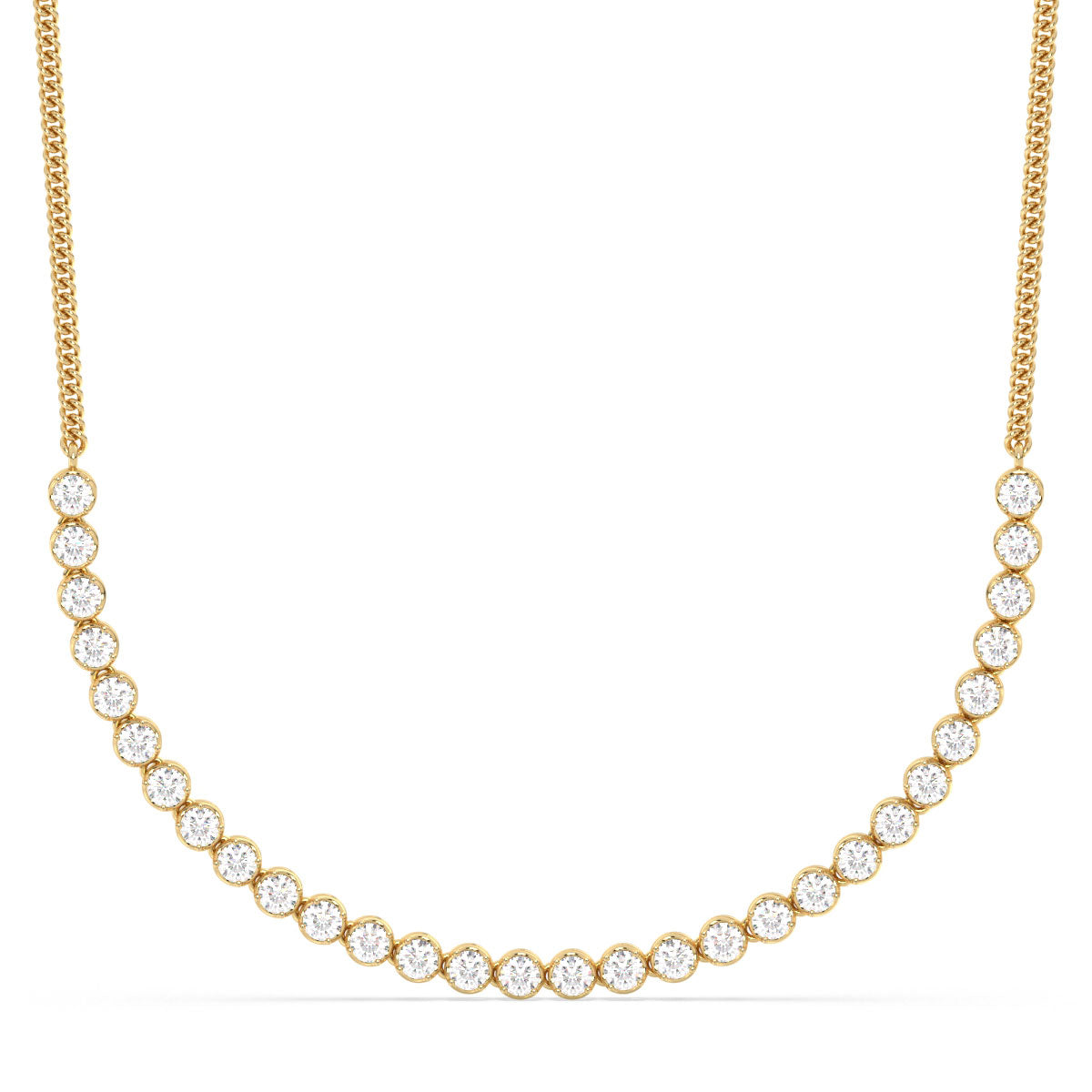 THEODORA ROUND CUT LAB GROWN DIAMOND HALF TENNIS NECKLACE, GOLD