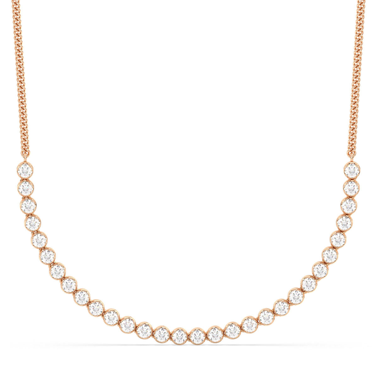 THEODORA ROUND CUT LAB GROWN DIAMOND HALF TENNIS NECKLACE, GOLD