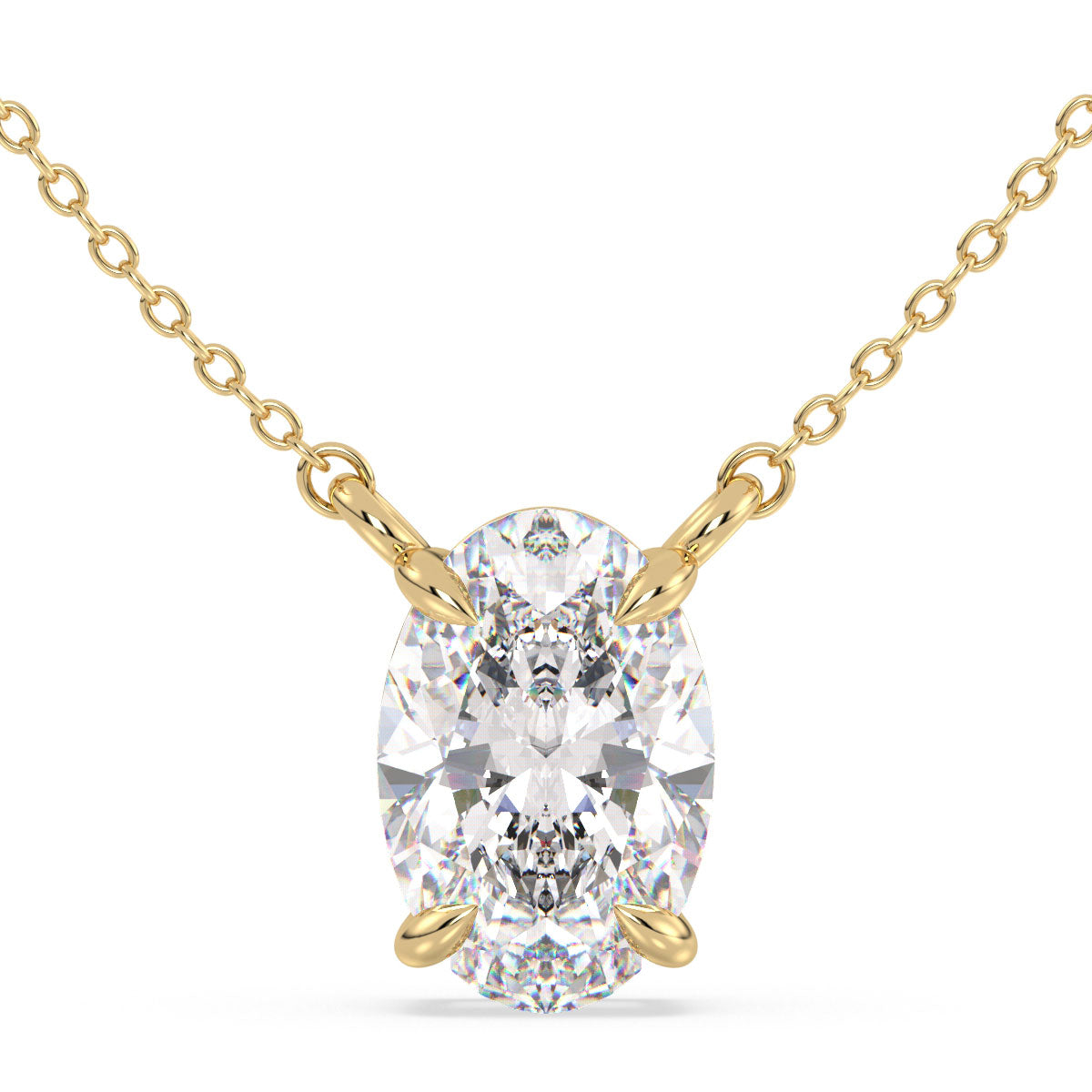 IRENE OVAL CUT LAB GROWN DIAMOND SOLITAIRE, RIVIÈRE NECKLET, GOLD