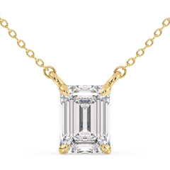 KATE EMERALD CUT LAB GROWN DIAMOND SOLITAIRE, RIVIÈRE NECKLET, GOLD