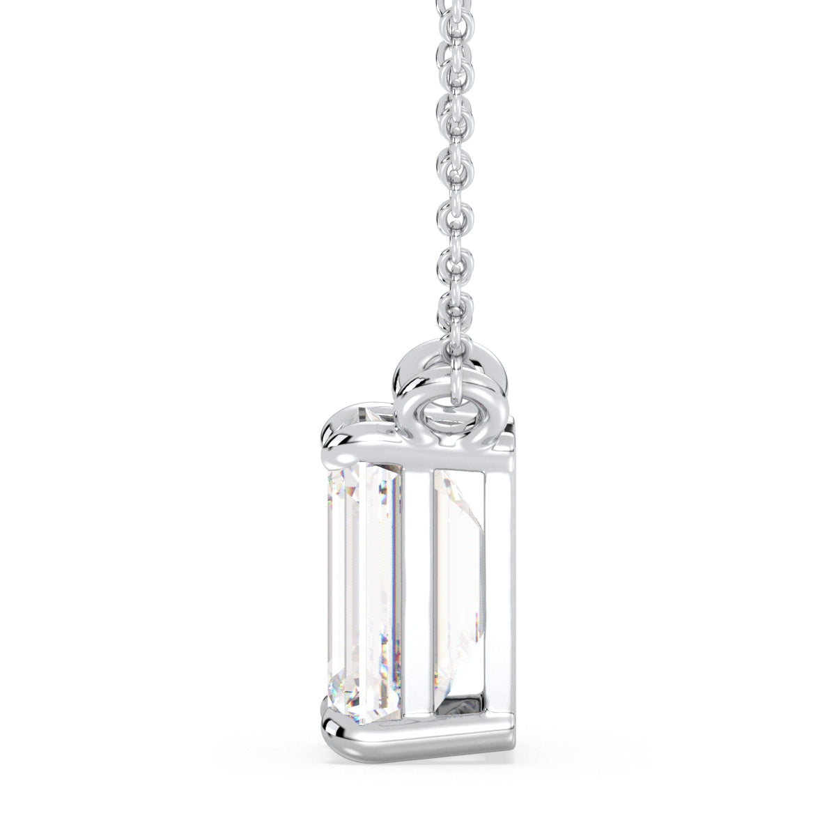 KATE EMERALD CUT LAB GROWN DIAMOND SOLITAIRE, RIVIÈRE NECKLET, GOLD