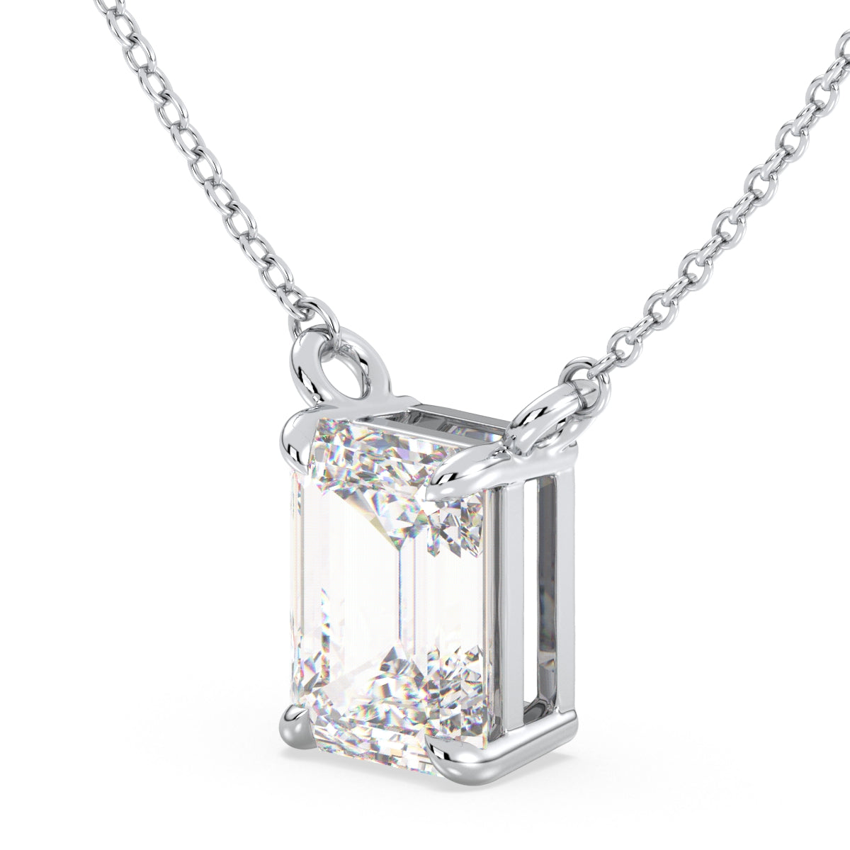 KATE EMERALD CUT LAB GROWN DIAMOND SOLITAIRE, RIVIÈRE NECKLET, GOLD