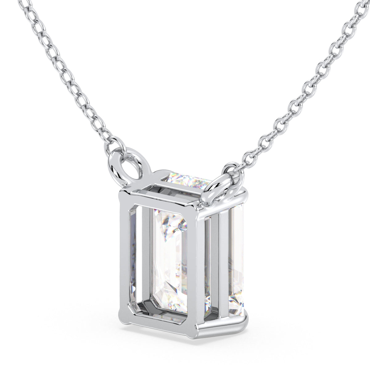 KATE EMERALD CUT LAB GROWN DIAMOND SOLITAIRE, RIVIÈRE NECKLET, GOLD