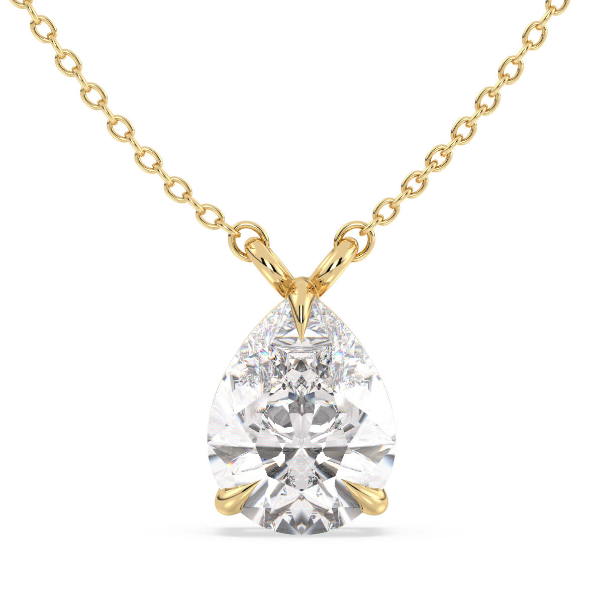 MARGUERITE PEAR CUT LAB GROWN DIAMOND SOLITAIRE, RIVIÈRE ELEGANT NECKLET, GOLD