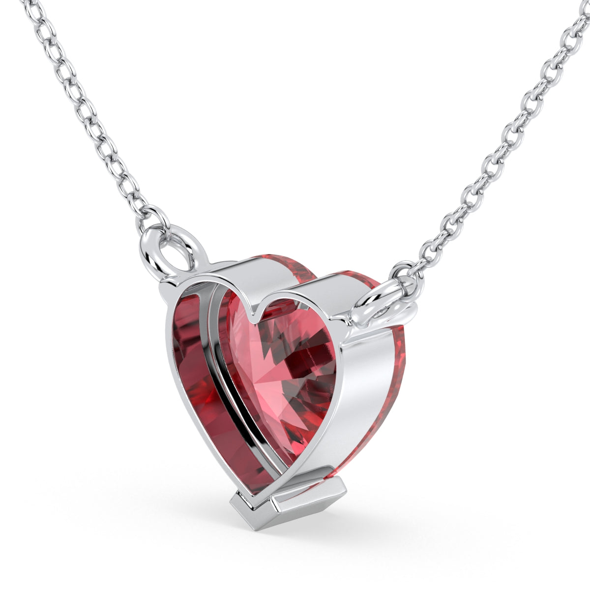 ELEANOR EXQUISITE HEART CUT PINK LAB GROWN DIAMOND SOLITAIRE NECKLET, GOLD