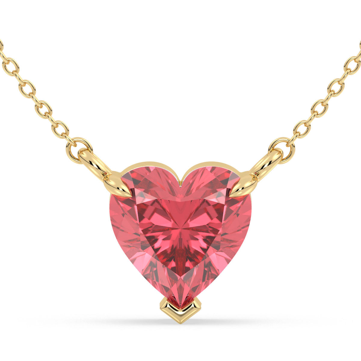 ELEANOR EXQUISITE HEART CUT PINK LAB GROWN DIAMOND SOLITAIRE NECKLET, GOLD