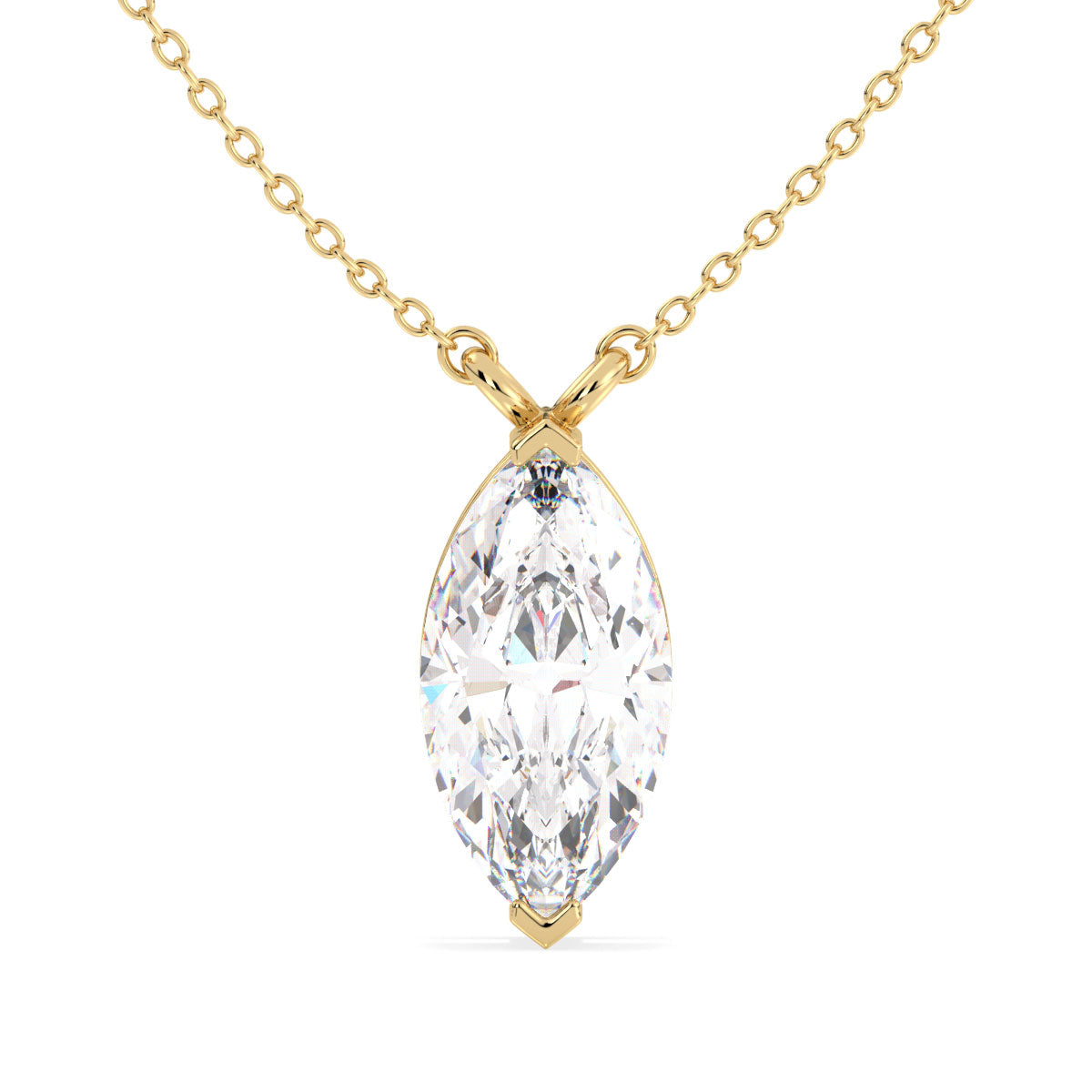 LILETTA MARQUISE CUT LAB GROWN DIAMOND SOLITAIRE, RIVIÈRE NECKLET, GOLD