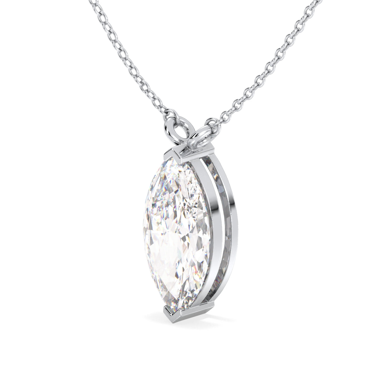 LILETTA MARQUISE CUT LAB GROWN DIAMOND SOLITAIRE, RIVIÈRE NECKLET, GOLD