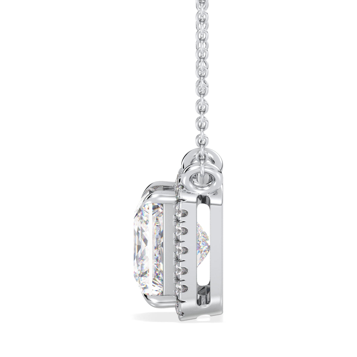 AZALEA HALO PRINCESS CUT LAB GROWN DIAMOND SOLITAIRE, RIVIÈRE NECKLET, GOLD