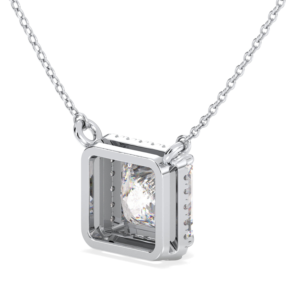 AZALEA HALO PRINCESS CUT LAB GROWN DIAMOND SOLITAIRE, RIVIÈRE NECKLET, GOLD