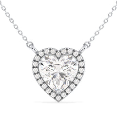 CLEMENCE VALENTINE LOVE HALO HEART CUT LAB GROWN DIAMOND SOLITAIRE, RIVIÈRE NECKLET, GOLD