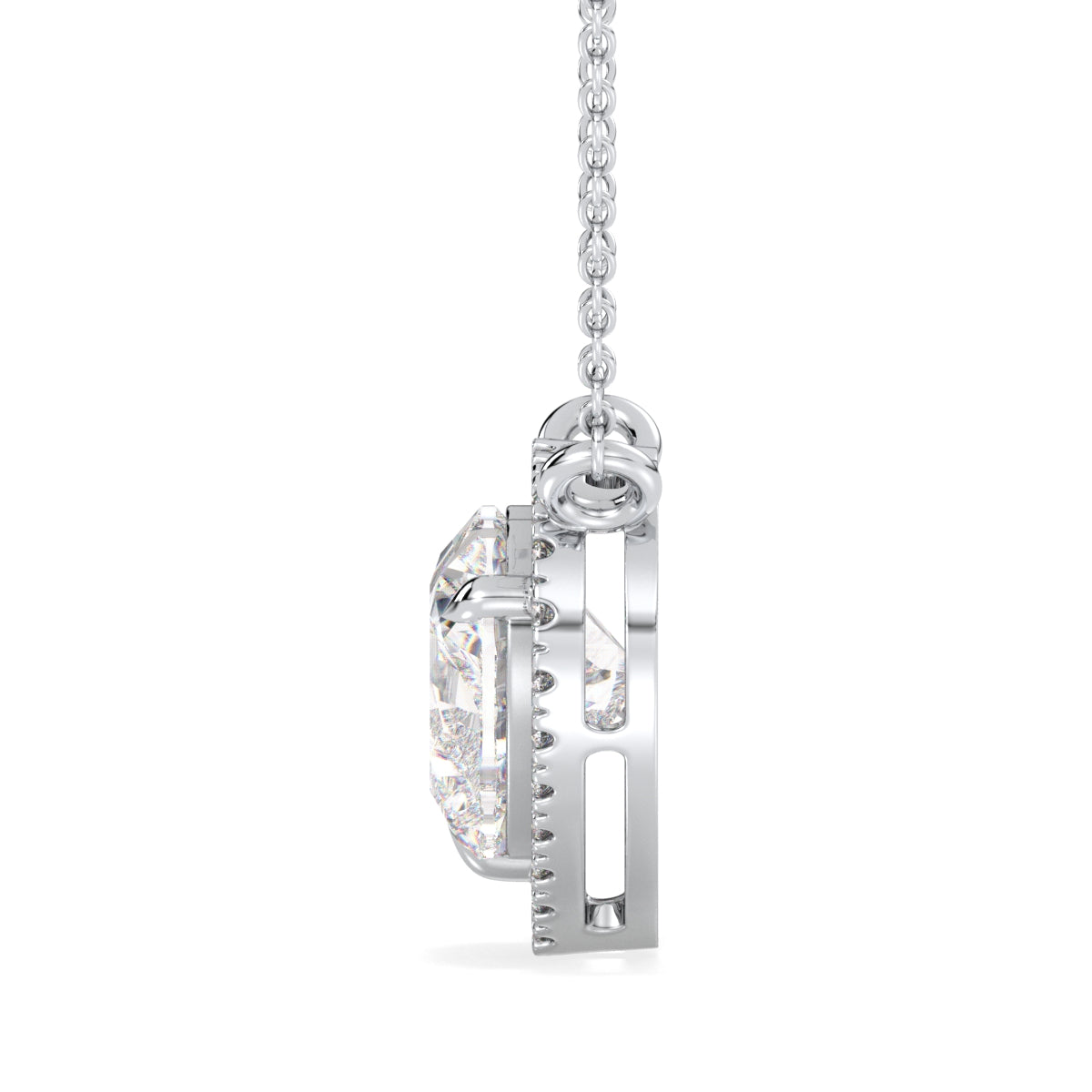 CLEMENCE VALENTINE LOVE HALO HEART CUT LAB GROWN DIAMOND SOLITAIRE, RIVIÈRE NECKLET, GOLD