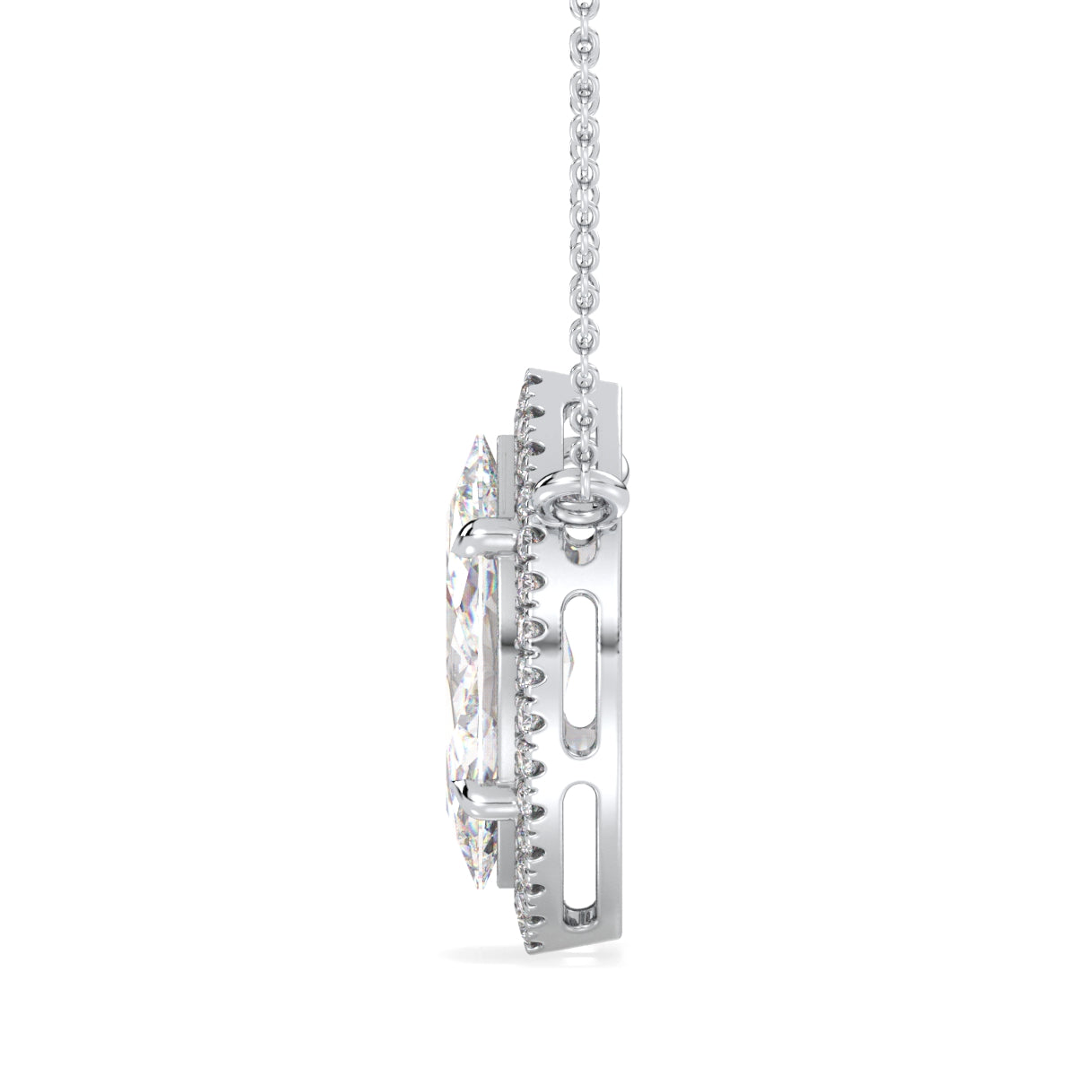 LILETTA HALO MARQUISE CUT LAB GROWN DIAMOND SOLITAIRE, RIVIÈRE NECKLET, GOLD