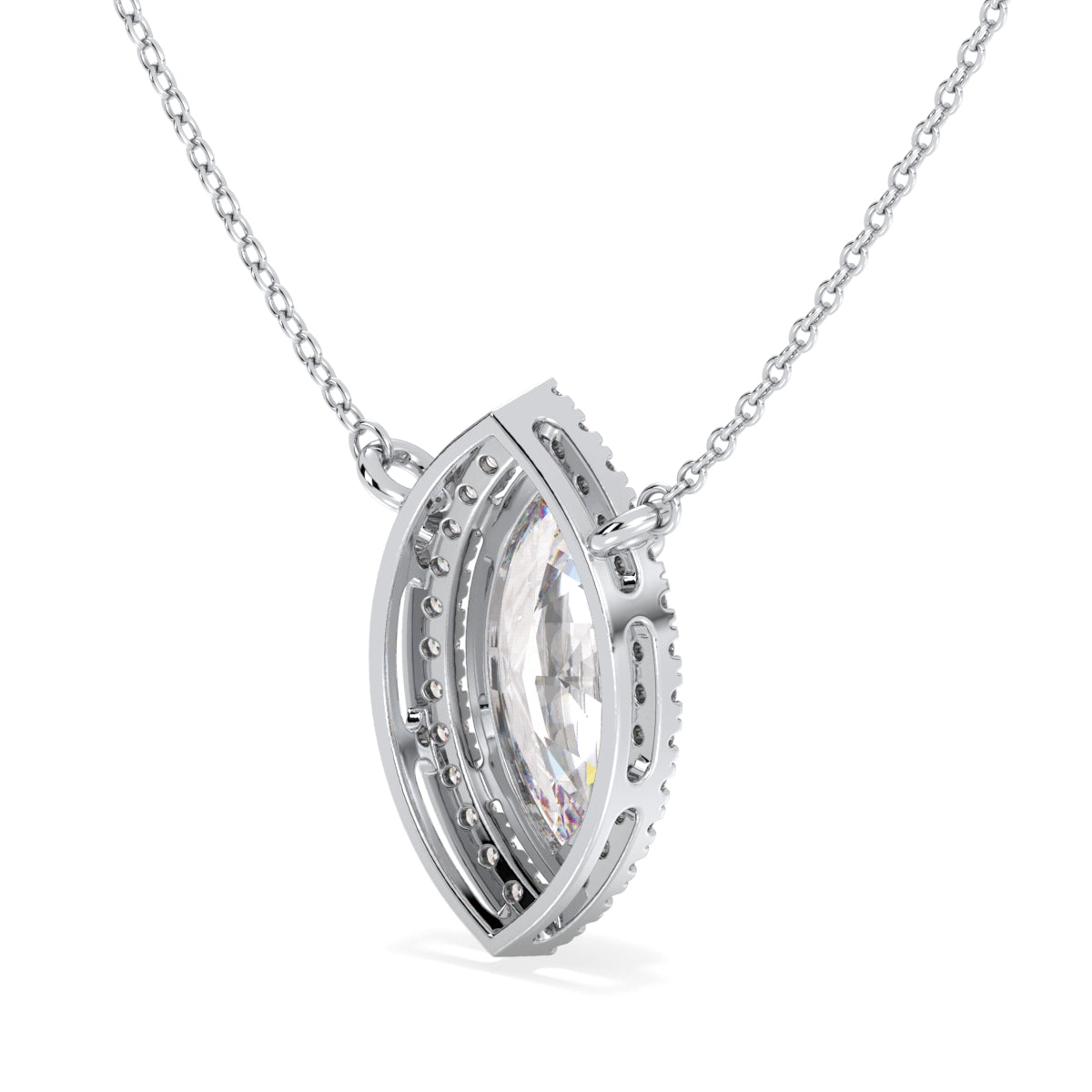 LILETTA HALO MARQUISE CUT LAB GROWN DIAMOND SOLITAIRE, RIVIÈRE NECKLET, GOLD