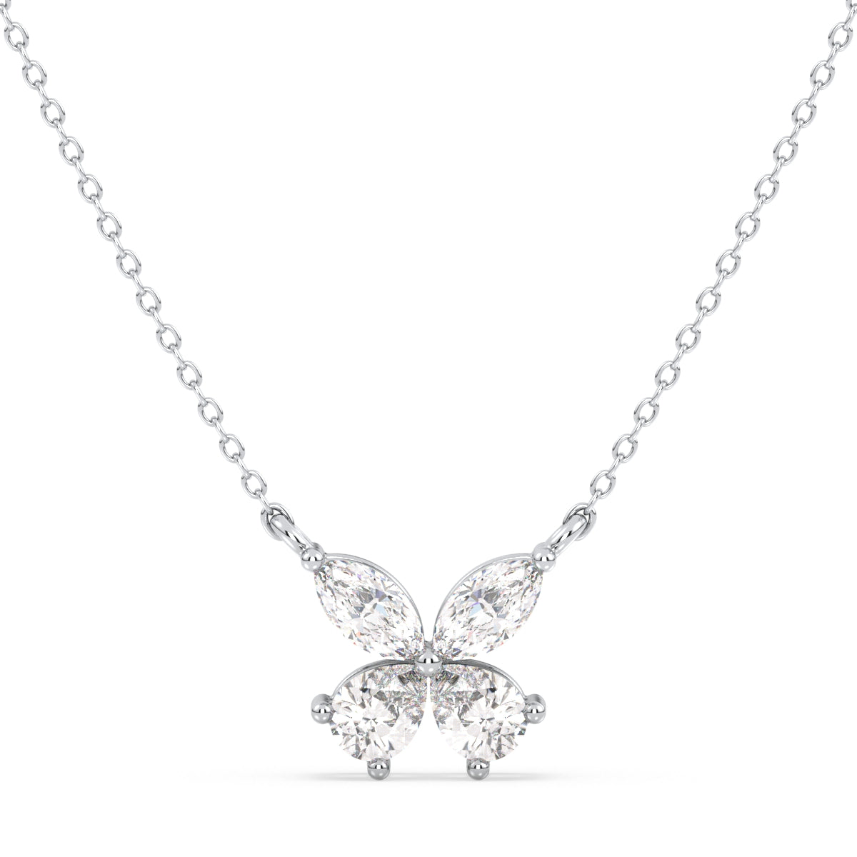 IRENE MARQUISE AND PEAR CUT LAB GROWN DIAMOND BUTTERFLY NECKLET, GOLD