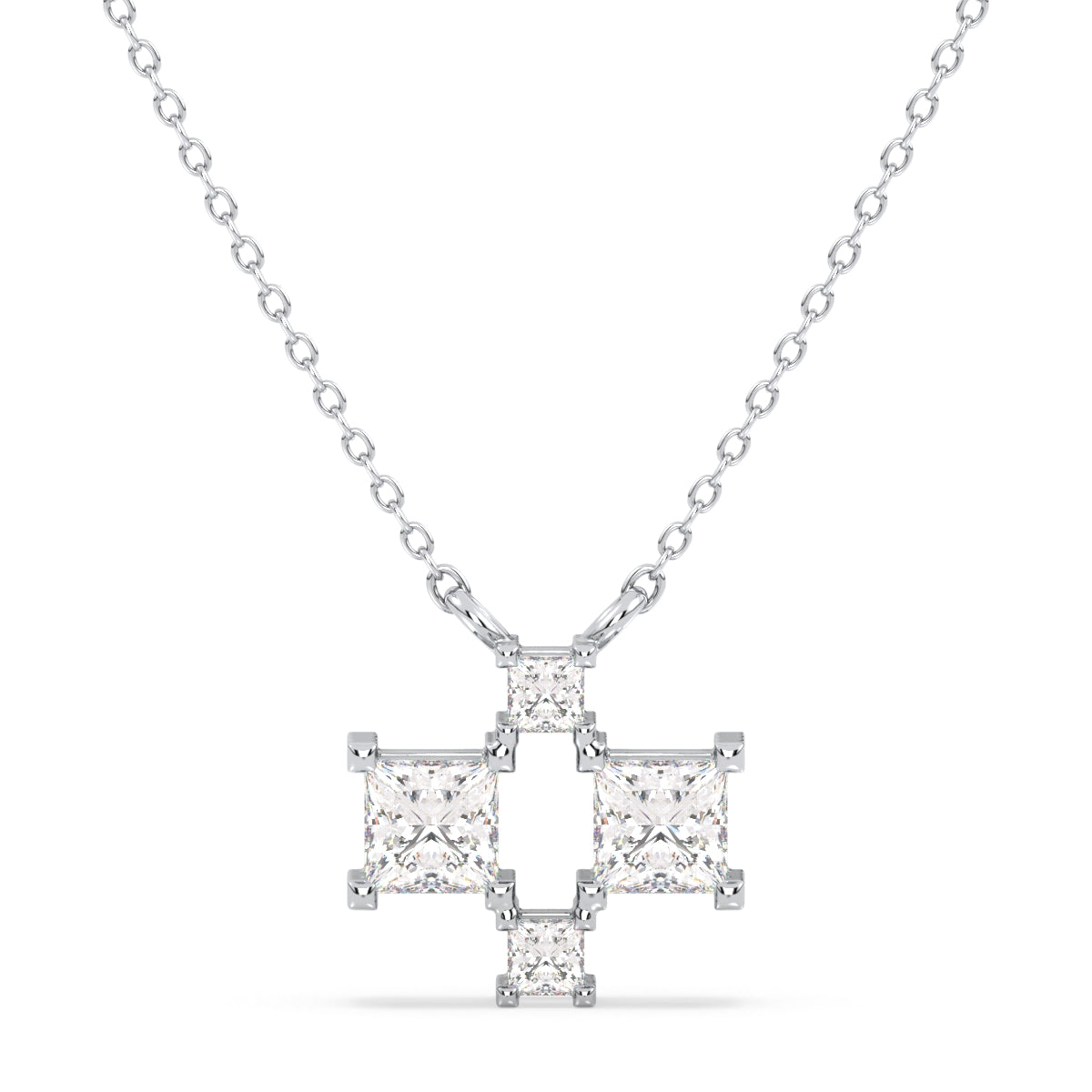 AZALEA PRINCESS CUT LAB GROWN DIAMOND CHECKERBOARD NECKLET, GOLD