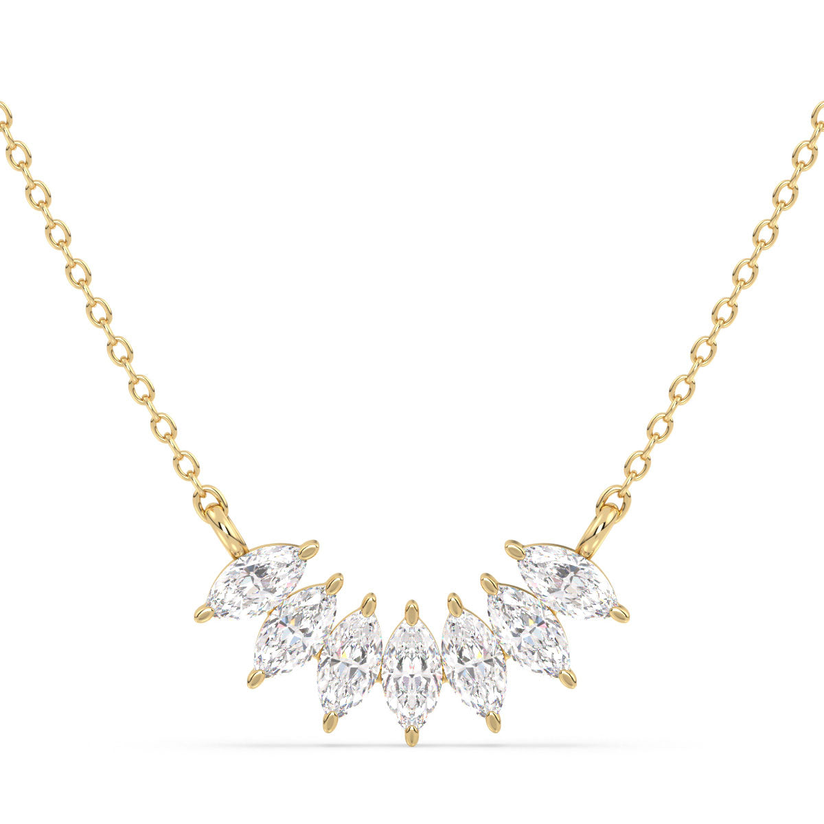 LILETTA MARQUISE CUT LAB GROWN DIAMONDS ELEGANT NECKLET, GOLD