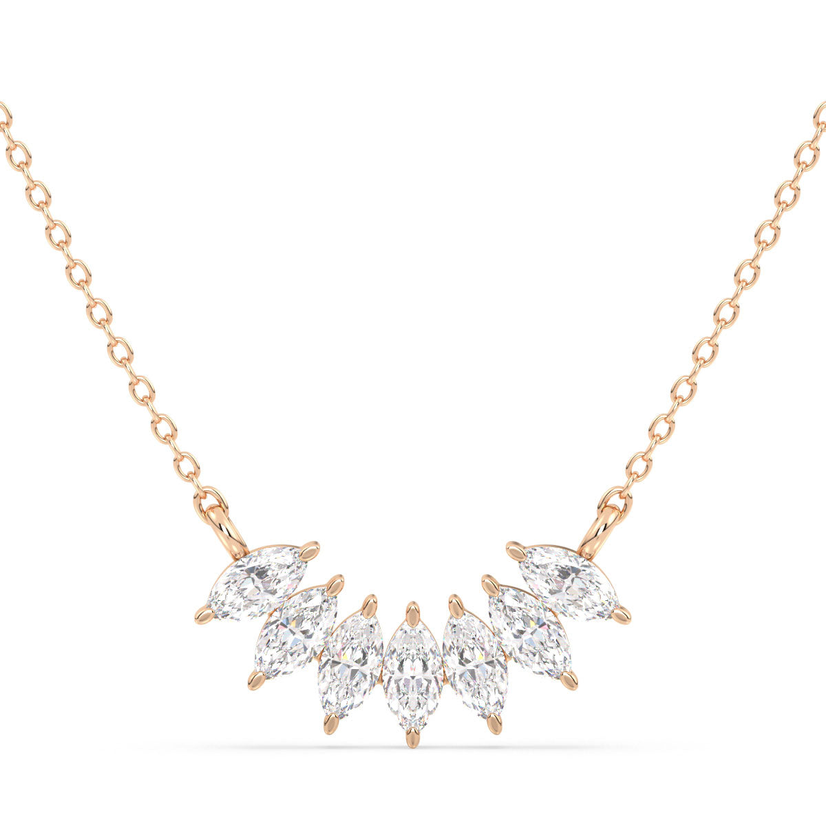 LILETTA MARQUISE CUT LAB GROWN DIAMONDS ELEGANT NECKLET, GOLD