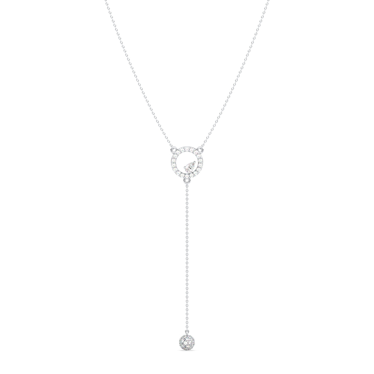 SOPHIA LARIAT HALO SET ROUND AND PEAR CUT LAB GROWN DIAMOND ELEGANT EVERYDAY WEAR NECKLACE, GOLD