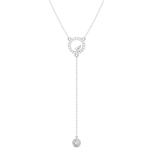 SOPHIA LARIAT HALO SET ROUND AND PEAR CUT LAB GROWN DIAMOND ELEGANT EVERYDAY WEAR NECKLACE, GOLD