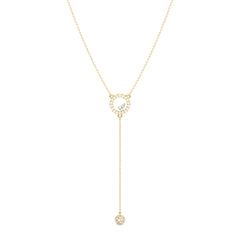 SOPHIA LARIAT HALO SET ROUND AND PEAR CUT LAB GROWN DIAMOND ELEGANT EVERYDAY WEAR NECKLACE, GOLD