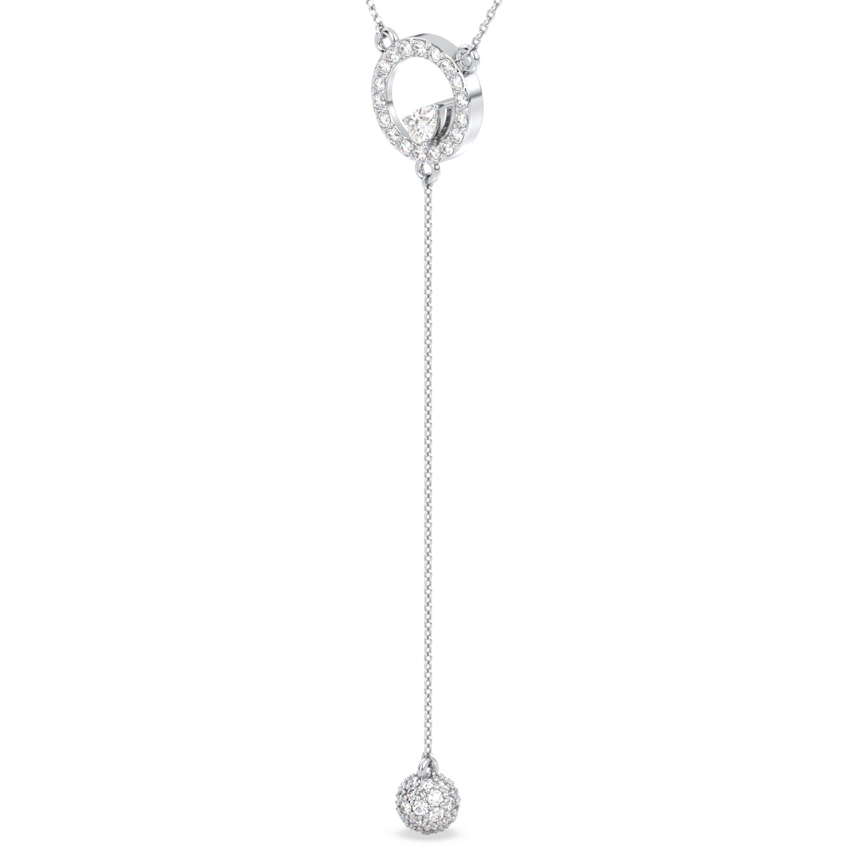 SOPHIA LARIAT HALO SET ROUND AND PEAR CUT LAB GROWN DIAMOND ELEGANT EVERYDAY WEAR NECKLACE, GOLD