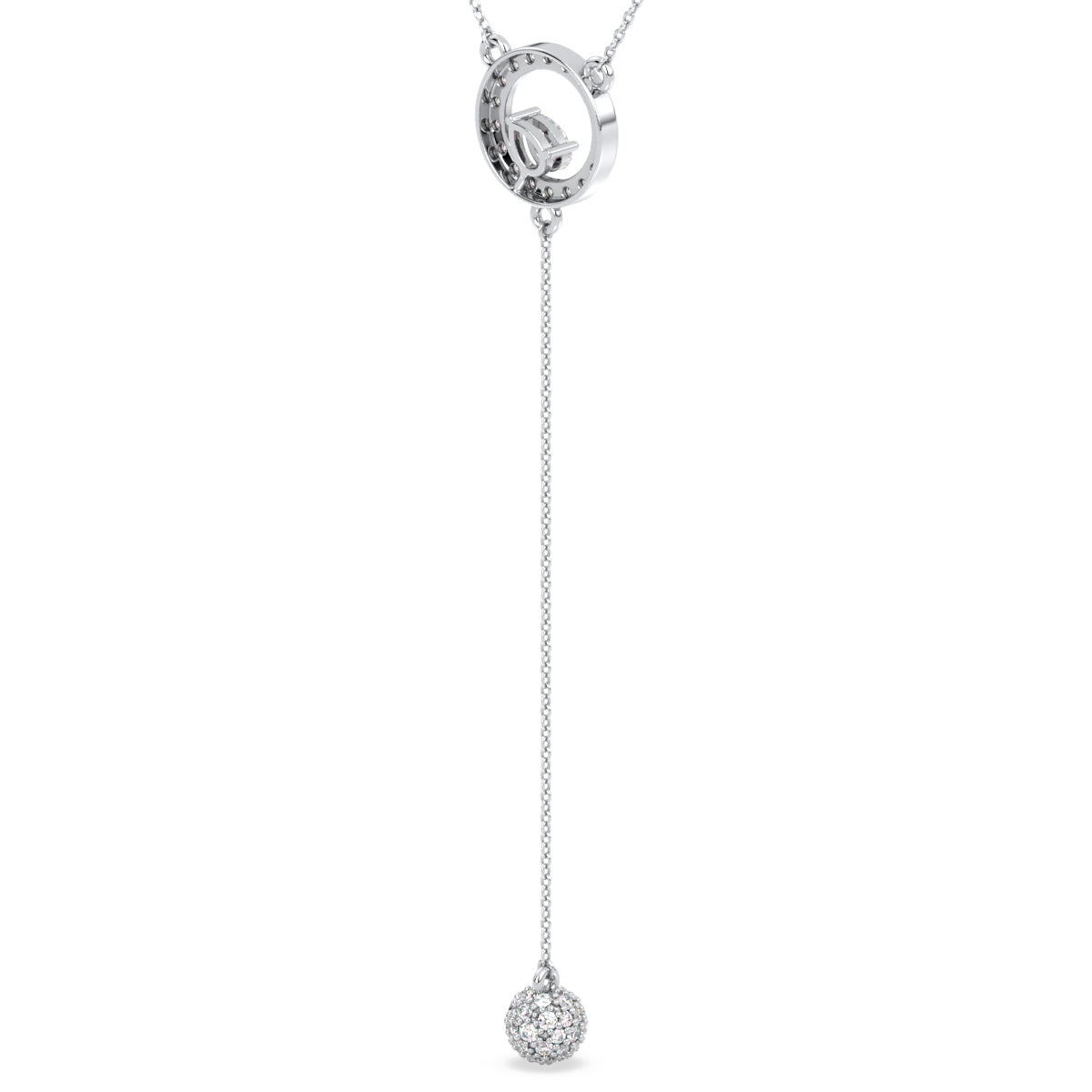 SOPHIA LARIAT HALO SET ROUND AND PEAR CUT LAB GROWN DIAMOND ELEGANT EVERYDAY WEAR NECKLACE, GOLD