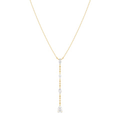 MARGUERITE LARIAT ROUND AND PEAR CUT LAB GROWN DIAMOND EVERYDAY WEAR CLASSY NECKLACE, GOLD