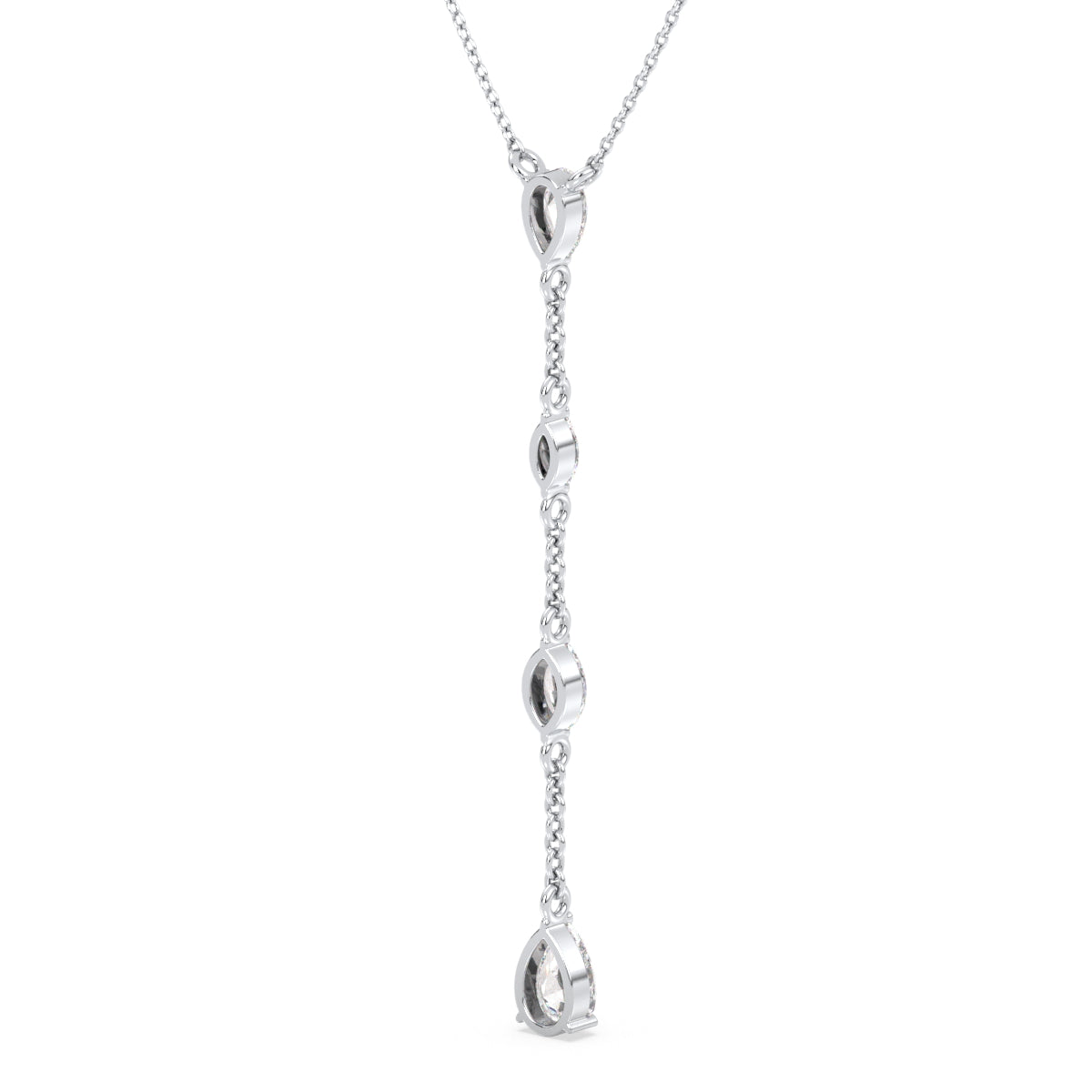 MARGUERITE LARIAT ROUND AND PEAR CUT LAB GROWN DIAMOND EVERYDAY WEAR CLASSY NECKLACE, GOLD