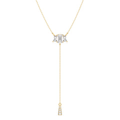 THEA LARIAT TAPERED BAGUETTE CUT LAB GROWN DIAMOND ELEGANT NECKLACE, GOLD