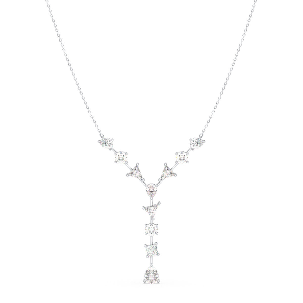 CLARETTE FANCY MULTICUT LAB GROWN DIAMOND NECKLACE, GOLD