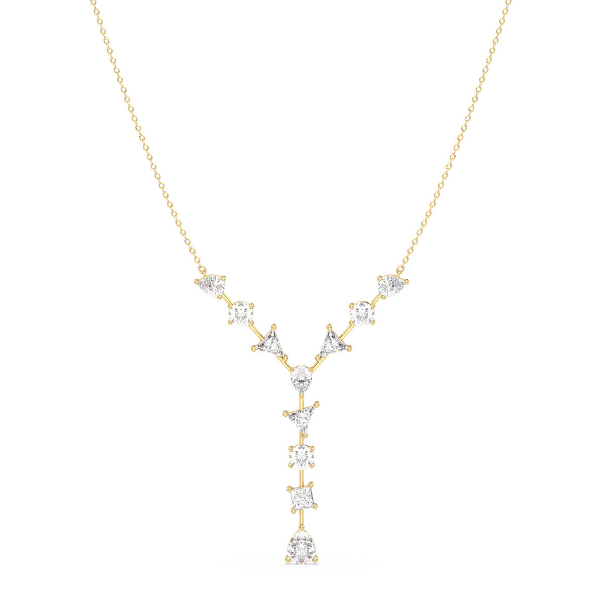 CLARETTE FANCY MULTICUT LAB GROWN DIAMOND NECKLACE, GOLD