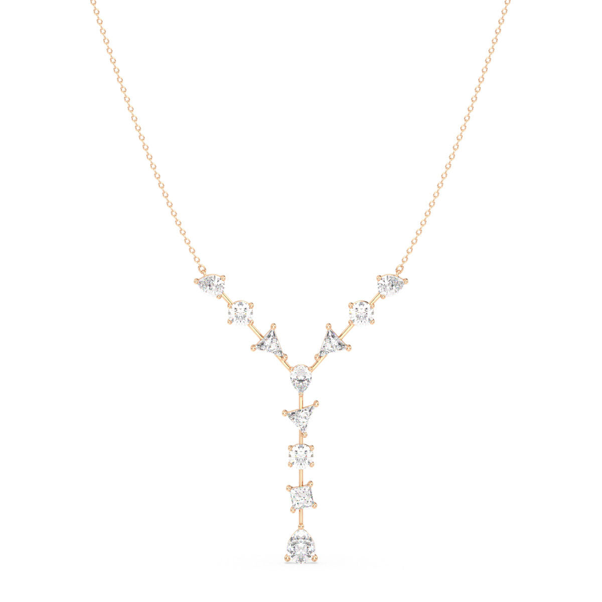 CLARETTE FANCY MULTICUT LAB GROWN DIAMOND NECKLACE, GOLD