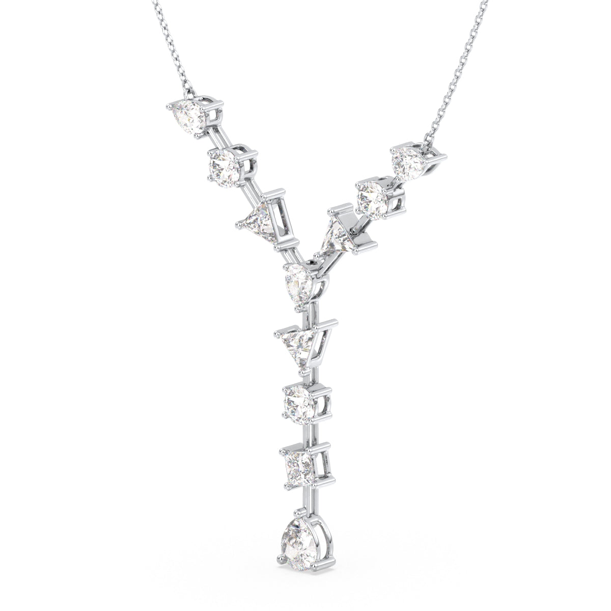 CLARETTE FANCY MULTICUT LAB GROWN DIAMOND NECKLACE, GOLD