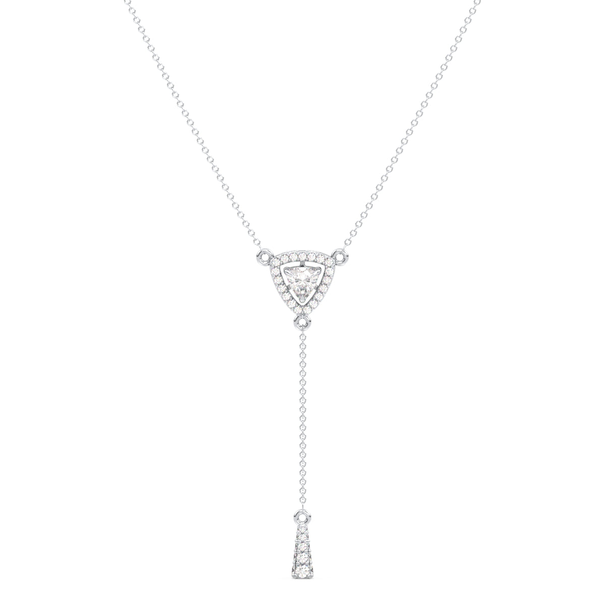 DAMAS LARIAT HALO TRILLION CUT LAB GROWN DIAMOND NECKLACE, GOLD