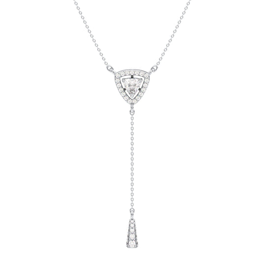 DAMAS LARIAT HALO TRILLION CUT LAB GROWN DIAMOND NECKLACE, GOLD