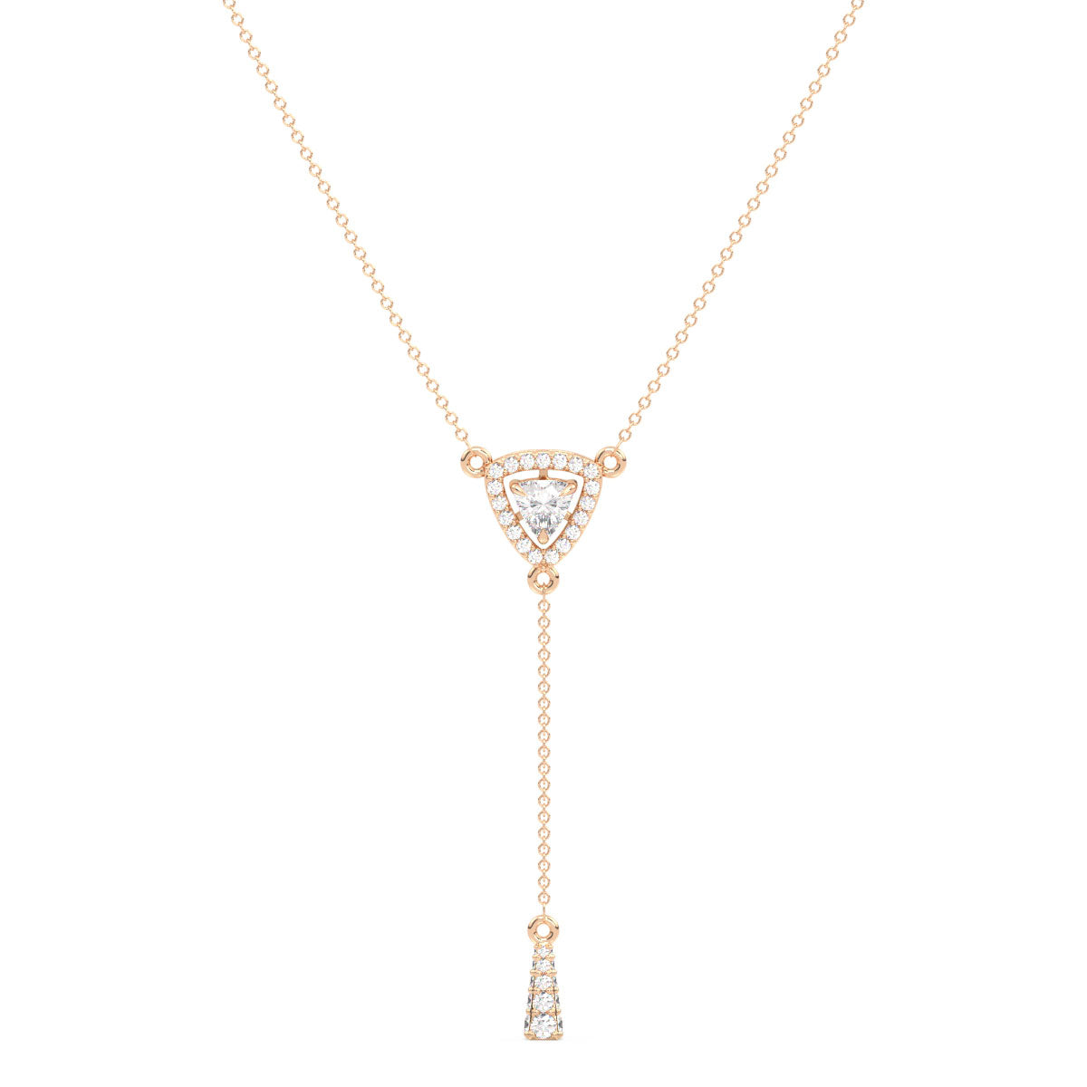 DAMAS LARIAT HALO TRILLION CUT LAB GROWN DIAMOND NECKLACE, GOLD