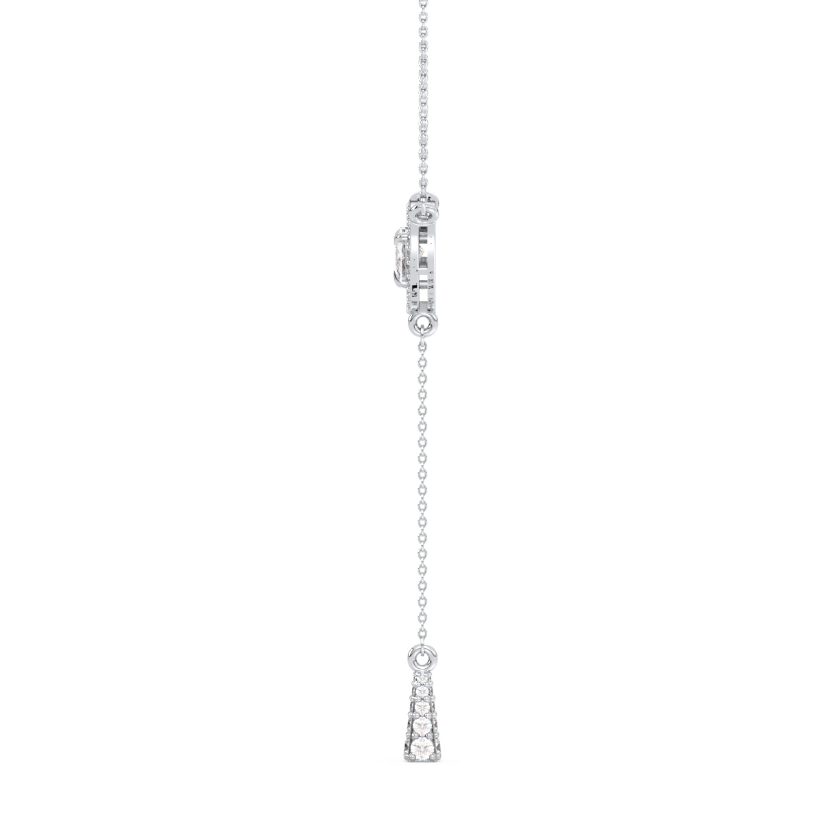 DAMAS LARIAT HALO TRILLION CUT LAB GROWN DIAMOND NECKLACE, GOLD