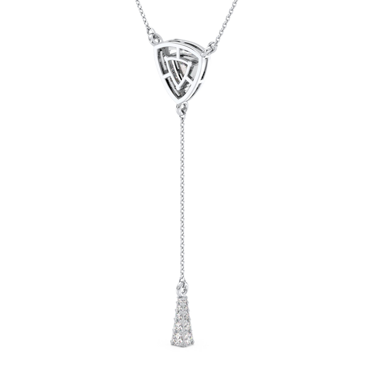 DAMAS LARIAT HALO TRILLION CUT LAB GROWN DIAMOND NECKLACE, GOLD