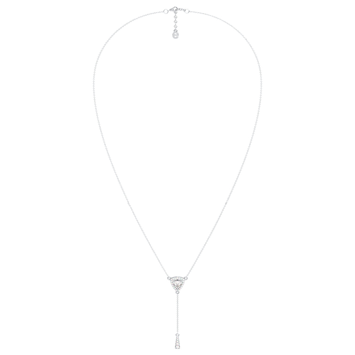 DAMAS LARIAT HALO TRILLION CUT LAB GROWN DIAMOND NECKLACE, GOLD