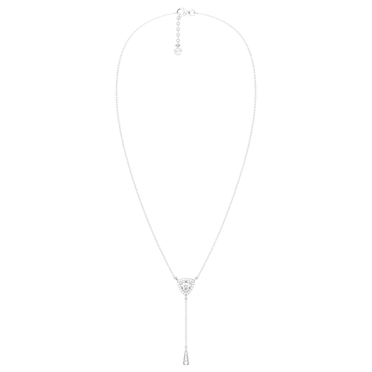 DAMAS LARIAT HALO TRILLION CUT LAB GROWN DIAMOND NECKLACE, GOLD