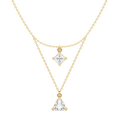 AZALEA LAYERED PRINCESS AND TRILLION CUT LAB GROWN DIAMOND NECKLACE, GOLD