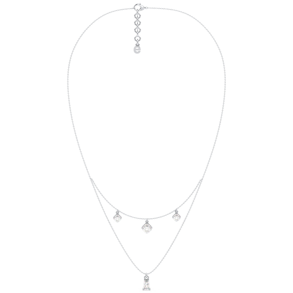 CLARETTE LAYERED BAGUETTE AND ASSCHER CUT LAB GROWN DIAMOND NECKLACE, GOLD