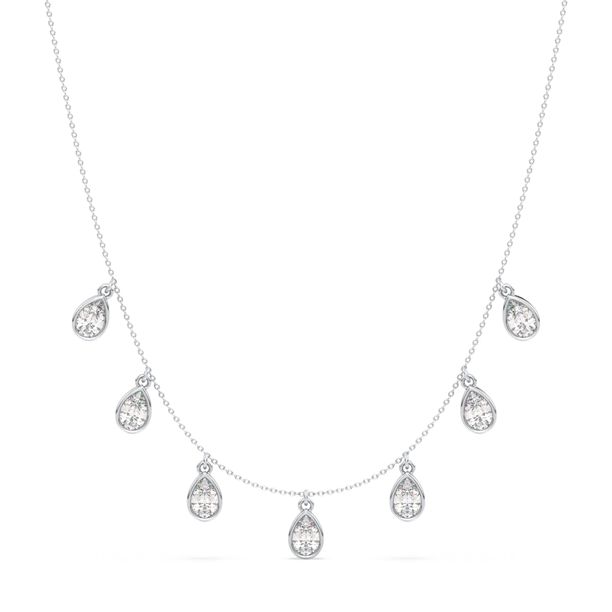 MARGUERITE BEZEL SET PEAR CUT LAB GROWN DIAMOND EVERYDAY TRENDY CHARM NECKLACE, GOLD