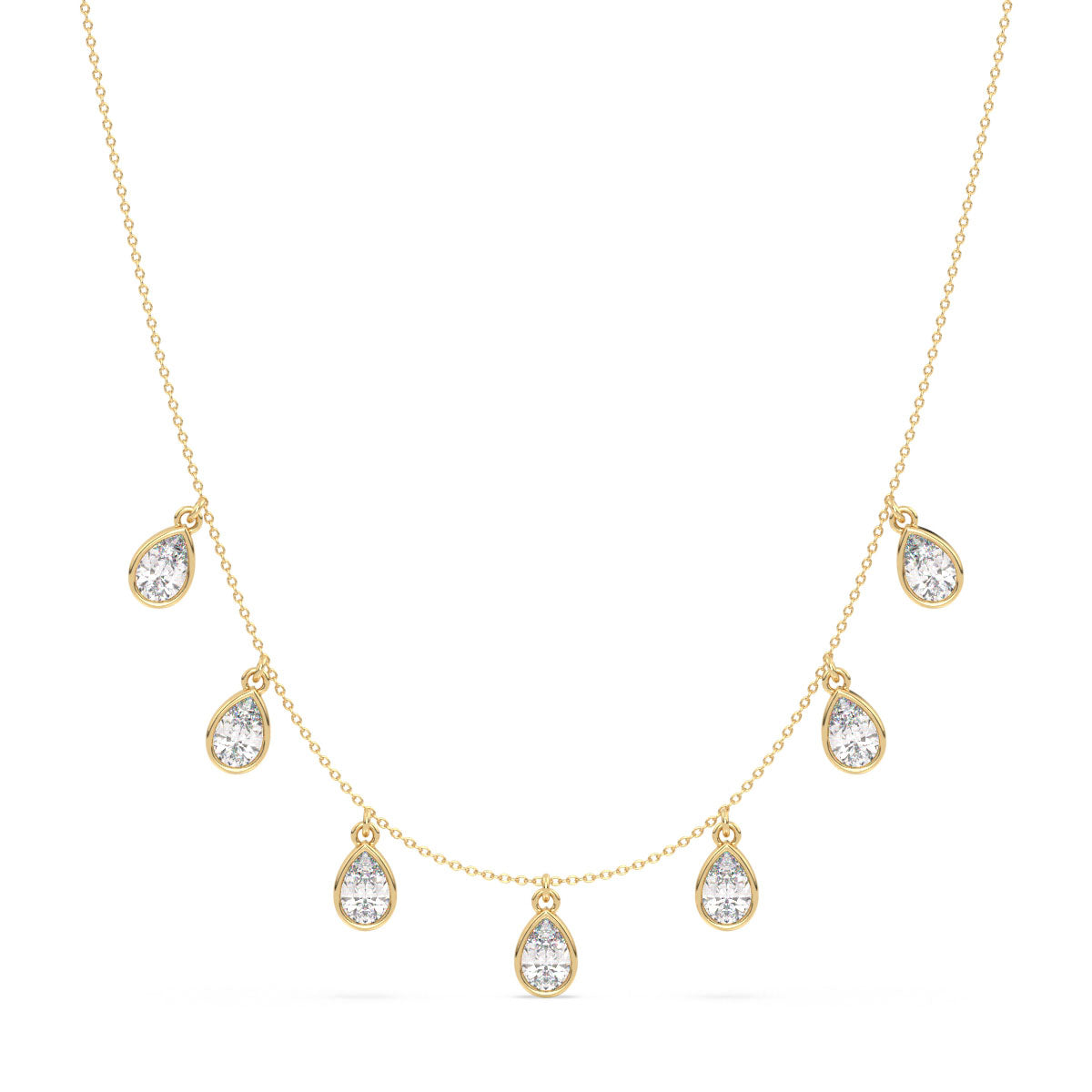 MARGUERITE BEZEL SET PEAR CUT LAB GROWN DIAMOND EVERYDAY TRENDY CHARM NECKLACE, GOLD