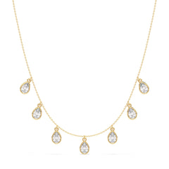 MARGUERITE BEZEL SET PEAR CUT LAB GROWN DIAMOND EVERYDAY TRENDY CHARM NECKLACE, GOLD