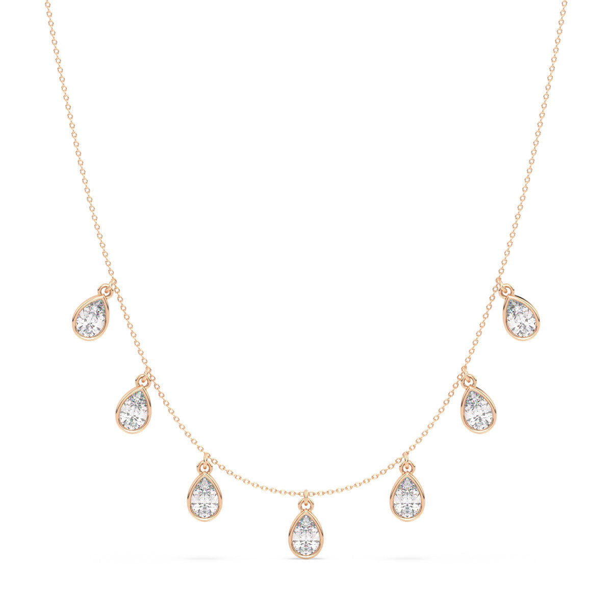 MARGUERITE BEZEL SET PEAR CUT LAB GROWN DIAMOND EVERYDAY TRENDY CHARM NECKLACE, GOLD