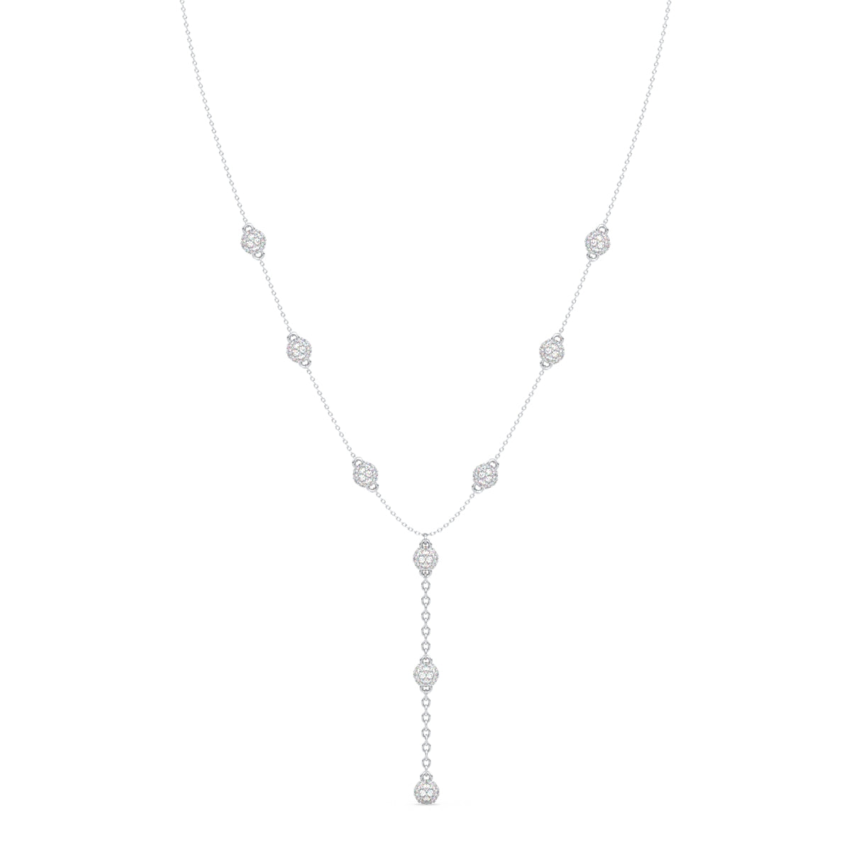 SOPHIA LARIAT ROUND CUT LAB GROWN DIAMOND SPHERE ELEGANT NECKLACE, GOLD