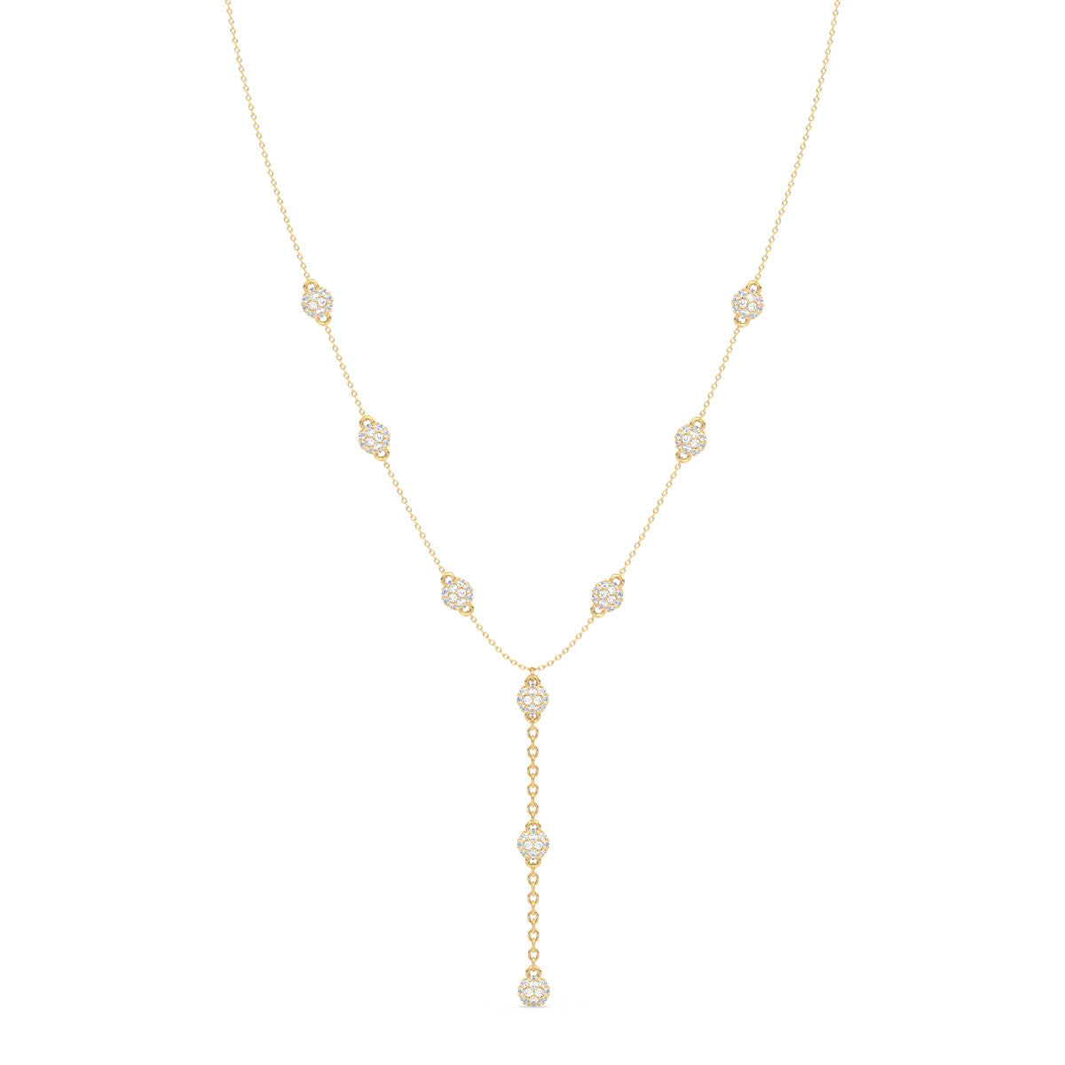 SOPHIA LARIAT ROUND CUT LAB GROWN DIAMOND SPHERE ELEGANT NECKLACE, GOLD