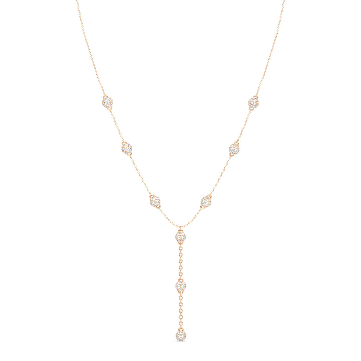 SOPHIA LARIAT ROUND CUT LAB GROWN DIAMOND SPHERE ELEGANT NECKLACE, GOLD